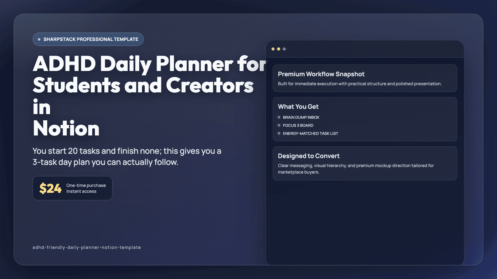 ADHD Daily Planner for Students and Creators in Notion