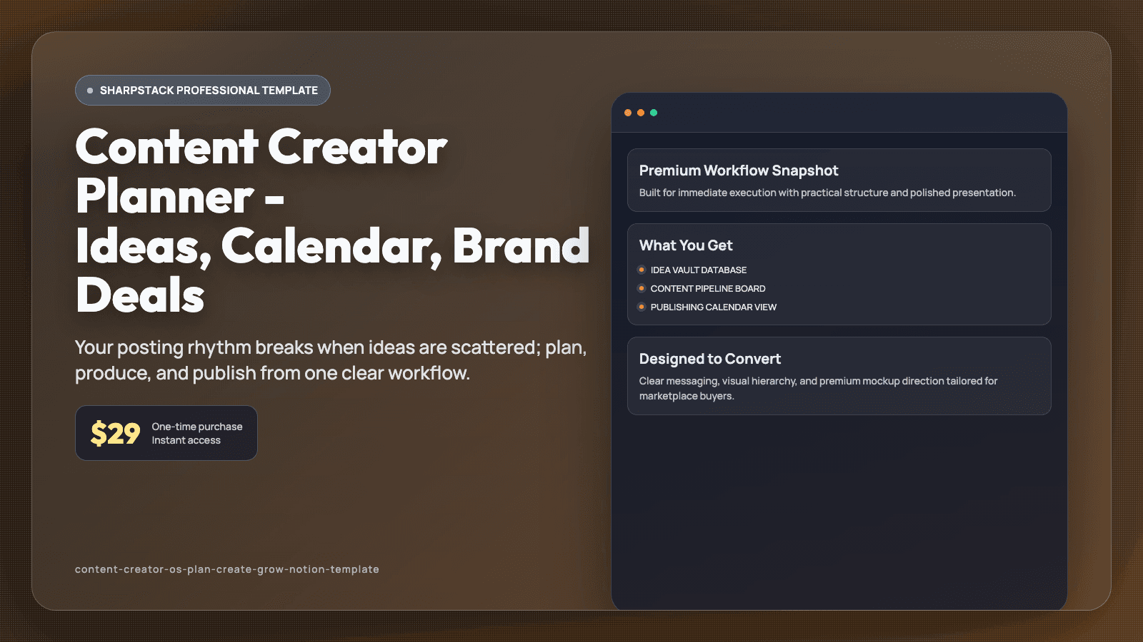 Content Creator Planner - Ideas, Calendar, Brand Deals preview 1