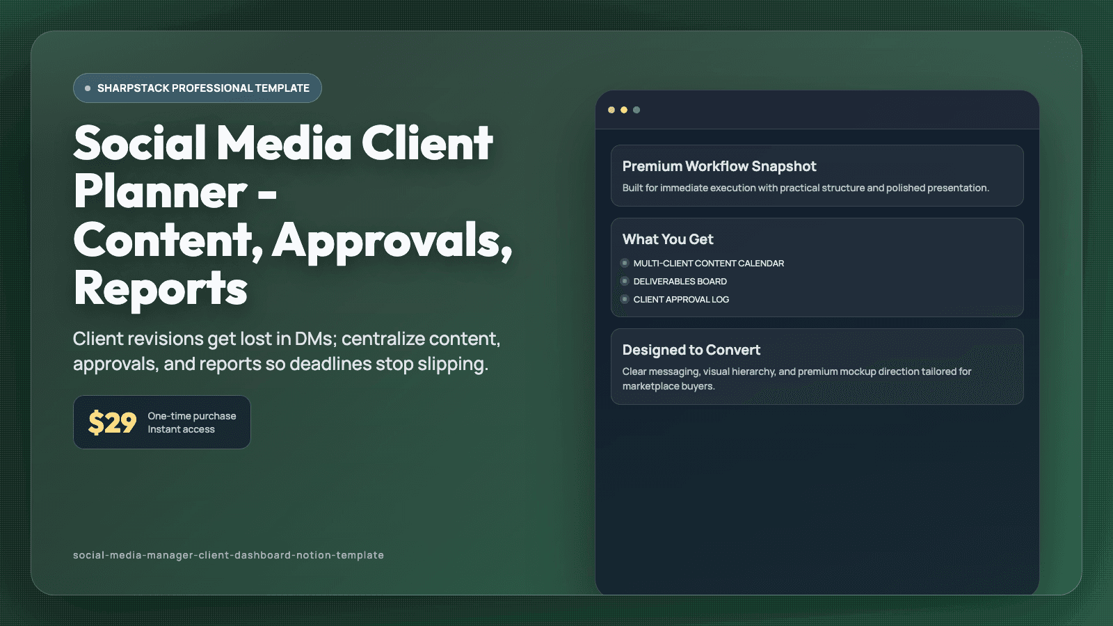 Social Media Client Planner - Content, Approvals, Reports preview 1