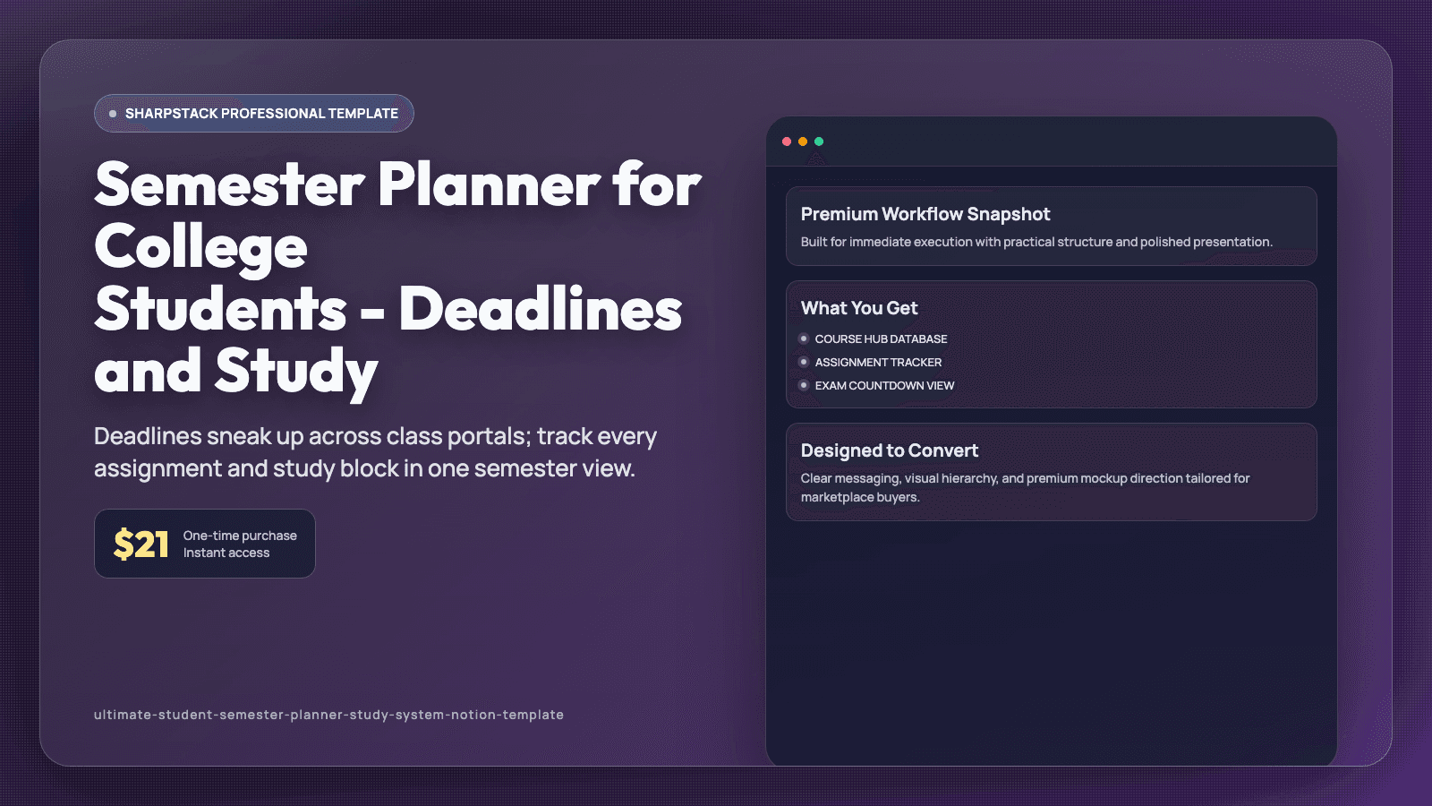 Semester Planner for College Students - Deadlines and Study